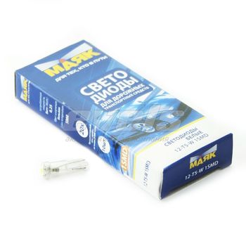 Лампа светодиодная "Маяк" 12V Т5 (W2.0x4.6D) [1SMD 3528] WHITE 5500K 4Lm