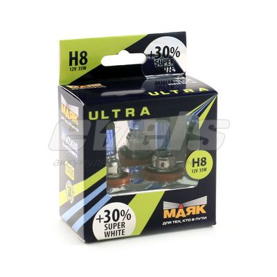 Лампы "Маяк УЛЬТРА" 12V H8 35W (PGJ19-1) Super White +30% — основное фото